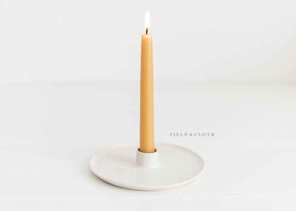 Hand-Thrown Farmhouse Candle Holder in White