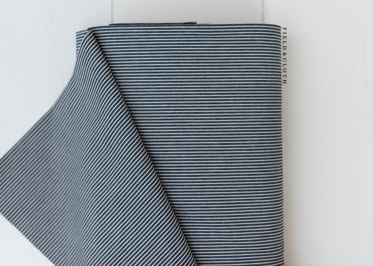 Lightweight Railroad Stripes Denim in Indigo