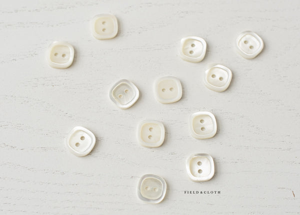 White Shell Square Button