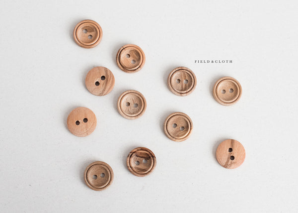Tiny Natural Wood Round Button