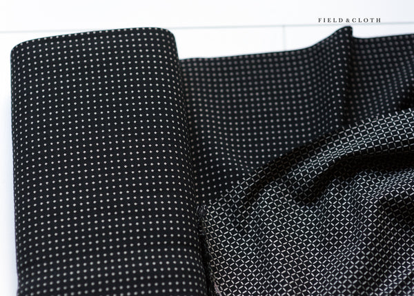 Japanese Yarn Dyed Stitched Dots in Black and Cream