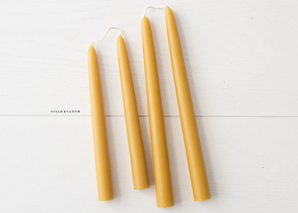 Hand Dipped Artisanal Beeswax Candle Pair 10"